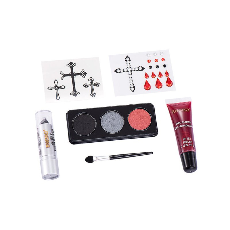 Halloween Dressing Cosmetics Cross-border Black Lipstick Smoky Makeup Plasma Stickers Halloween Painted Set $25.50 Dana Fashion Color Classification: WH 235 makeup Product information: Color: Black Applicable people: general Specification: Standard specif