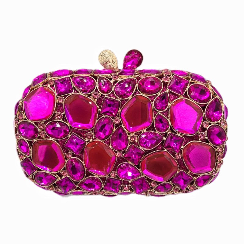 Hand-held New Diamond Evening Bag $156.00 Dana Fashion Color: Rose Red Women's Bags Product information: Lining texture: PU Applicable scenarios: Daily matching Color: Crystal yellow, champagne, silver, green, purple, red, rose red, royal blue, black, gol