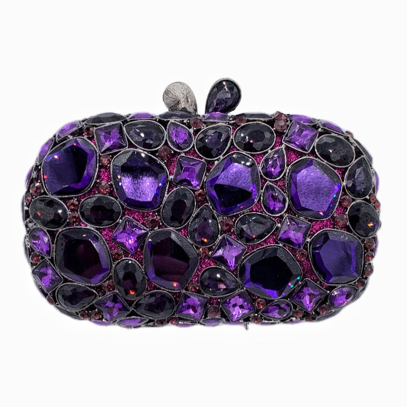 Hand-held New Diamond Evening Bag $156.00 Dana Fashion Color: Purple Women's Bags Product information: Lining texture: PU Applicable scenarios: Daily matching Color: Crystal yellow, champagne, silver, green, purple, red, rose red, royal blue, black, gold