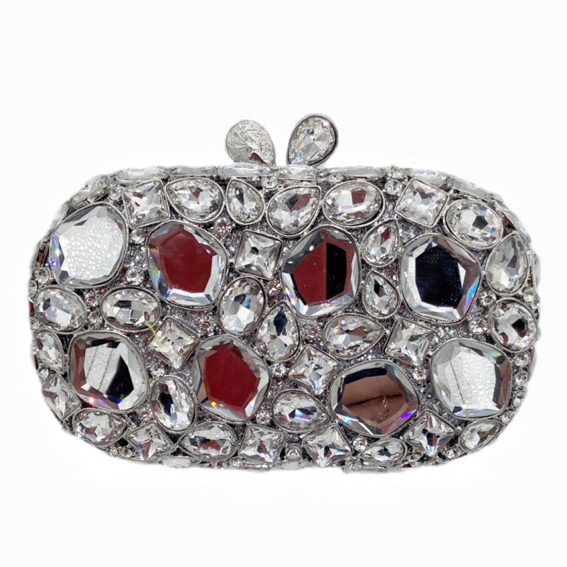 Hand-held New Diamond Evening Bag $156.00 Dana Fashion Color: Silver Women's Bags Product information: Lining texture: PU Applicable scenarios: Daily matching Color: Crystal yellow, champagne, silver, green, purple, red, rose red, royal blue, black, gold