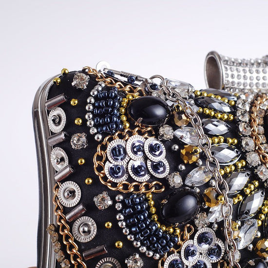 Hand-Made Beaded Clutches For Women'S Handbags In Europe And America $63.13 Dana Fashion Color: Black Women's Bags Product information Style: European and American style Material: Polyester Fabric texture: polyester Style: Women's Clutch Popular Elements: