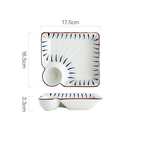 Hand Painted Bakeware Heart Shaped Plate Square Dumpling Plate $19.50 Dana Fashion style: C Size: 7inches Dana's Kitchen Product information: Ceramic plate Material: Porcelain Style: Chinese Shape: Irregular shape Microwave: available Surface technology: