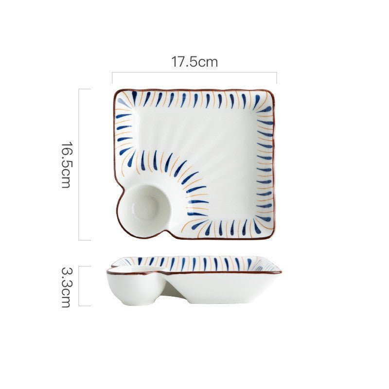 Hand Painted Bakeware Heart Shaped Plate Square Dumpling Plate $19.50 Dana Fashion style: C Size: 7inches Dana's Kitchen Product information: Ceramic plate Material: Porcelain Style: Chinese Shape: Irregular shape Microwave: available Surface technology: