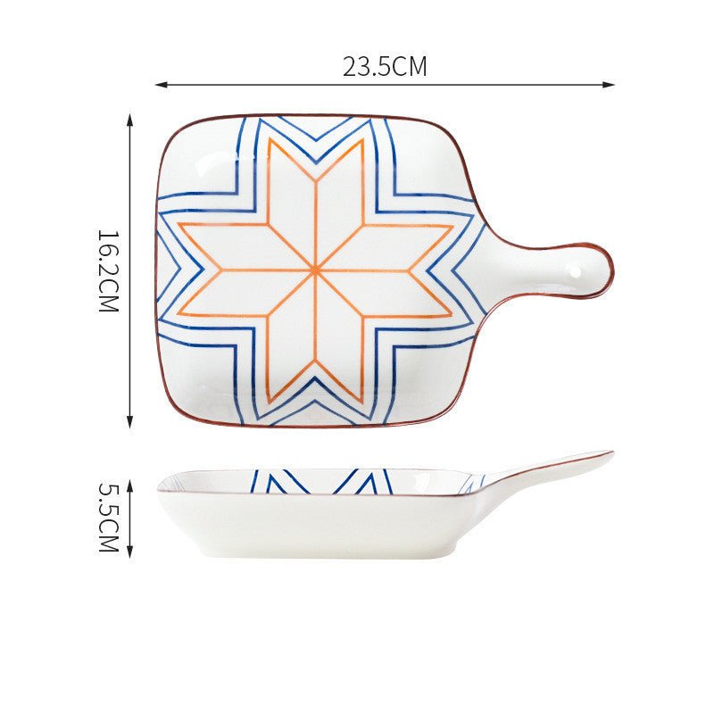 Hand Painted Bakeware Heart Shaped Plate Square Dumpling Plate $19.50 Dana Fashion style: J Size: 9inches Dana's Kitchen Product information: Ceramic plate Material: Porcelain Style: Chinese Shape: Irregular shape Microwave: available Surface technology: