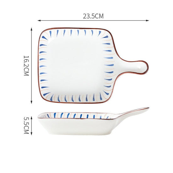 Hand Painted Bakeware Heart Shaped Plate Square Dumpling Plate $19.50 Dana Fashion style: I Size: 9inches Dana's Kitchen Product information: Ceramic plate Material: Porcelain Style: Chinese Shape: Irregular shape Microwave: available Surface technology: