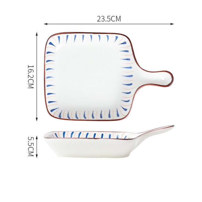 Hand Painted Bakeware Heart Shaped Plate Square Dumpling Plate $19.50 Dana Fashion style: I Size: 9inches Dana's Kitchen Product information: Ceramic plate Material: Porcelain Style: Chinese Shape: Irregular shape Microwave: available Surface technology: