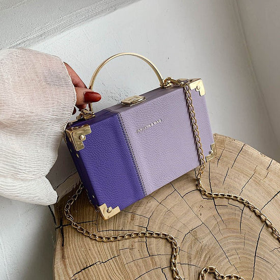 Handle Box Design Ladies Party Clutch Bag Purses $34.93 Dana Fashion Color: Purple Women's Bags Material : PU-artificial leather Size : Length 7.48 in/19cm Width 1.97 in/5cm Height 4.72 in/12cm Weight: 0.47kg with a long chain