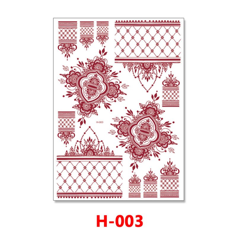 Hannah Red Lace Water Transfer Tattoo Sticker $7.30 Dana Fashion Pattern: H001 Size: 148X210MM Women's Accessories Product information: Pattern: H-001,H-002,H-003,H-004,H-005,H-006,H-007,H-008,H-009 Manufacturing process: transfer printing Material: craft