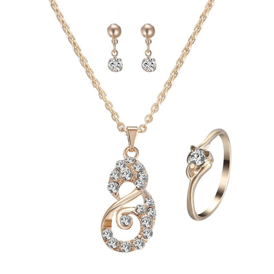 Heart Pendant Jewelry Set Rhinestone Jewellery $21.99 Dana Fashion Color: B Women's Accessories Product material: alloy Product size: pendant 30 * 22mm, earring 14 * 4mm, ring diameter 20mm Product chain: 42cm