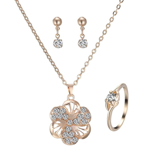 Heart Pendant Jewelry Set Rhinestone Jewellery $21.99 Dana Fashion Color: A Women's Accessories Product material: alloy Product size: pendant 30 * 22mm, earring 14 * 4mm, ring diameter 20mm Product chain: 42cm