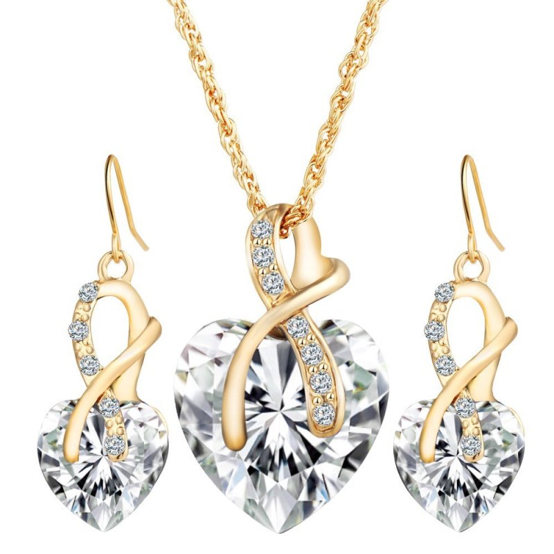Heart-shaped faux austrian crystal zircon earrings $19.99 Dana Fashion Color: Silver Women's Accessories Product information: Style: Europe and America Material: glass/glaze Style: Women's Set combination: earrings + item accessories Circumference: 21cm (
