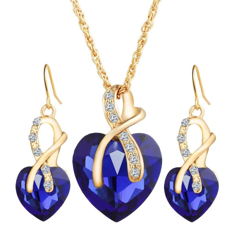 Heart-shaped faux austrian crystal zircon earrings $19.99 Dana Fashion Color: Blue Women's Accessories Product information: Style: Europe and America Material: glass/glaze Style: Women's Set combination: earrings + item accessories Circumference: 21cm (in