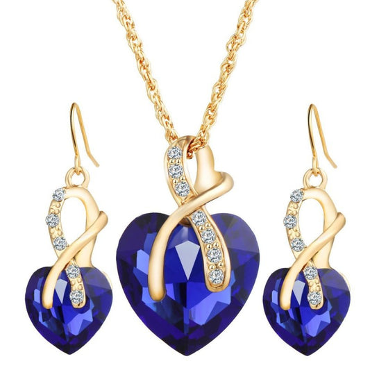 Heart-shaped faux austrian crystal zircon earrings $19.99 Dana Fashion Color: Blue Women's Accessories Product information: Style: Europe and America Material: glass/glaze Style: Women's Set combination: earrings + item accessories Circumference: 21cm (in