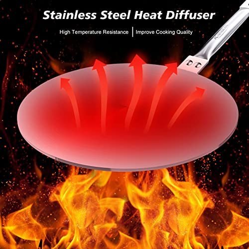 Heat Diffuser Simmer Ring Plate, Stainless Steel With Stainless Handle, Induction Adapter Plate For Gas Stove Glass Cooktop Converter, Flame Guard Induction Hob Pans, 7.5Inch & 8Inch & 9.25 Inch $74.09 Dana Fashion Size: 7.5Inch Dana's Kitchen ✅【Heat Diff