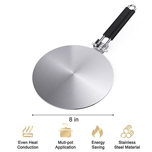 Heat Diffuser Simmer Ring Plate, Stainless Steel With Stainless Handle, Induction Adapter Plate For Gas Stove Glass Cooktop Converter, Flame Guard Induction Hob Pans, 7.5Inch & 8Inch & 9.25 Inch $74.09 Dana Fashion Size: 7.5Inch Dana's Kitchen ✅【Heat Diff