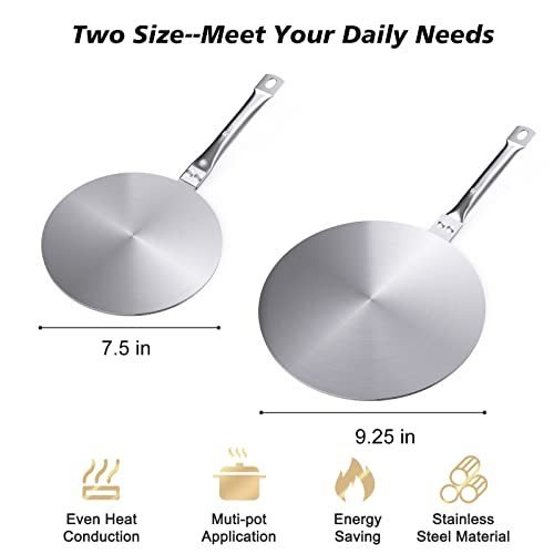 Heat Diffuser Simmer Ring Plate, Stainless Steel With Stainless Handle, Induction Adapter Plate For Gas Stove Glass Cooktop Converter, Flame Guard Induction Hob Pans, 7.5Inch & 8Inch & 9.25 Inch $74.09 Dana Fashion Size: 7.5Inch Dana's Kitchen ✅【Heat Diff