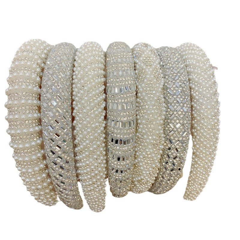Heavy Industry Light Luxury New High-grade High-definition Pearl Headband $20.00 Dana Fashion Color: Grid Pearl Women's Accessories Product information: Processing process: manual Color: straight terms, twill rhinestone style, twill Pearl style, rhineston