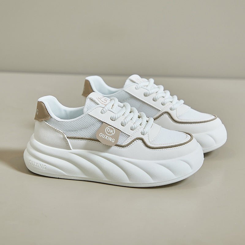 Height Increasing Breathable Sports Board Female $38.98 Dana Fashion Color: Beige Khaki Size: 35 Women's shoes Product information: Lining material: Mesh Color: beige khaki, beige red, beige black, black card, khaki Upper height: low top Heel height: mid