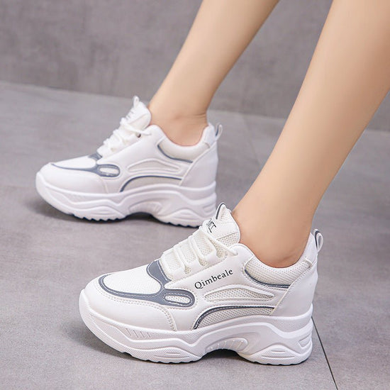 Height Increasing Insole Dad Shoes Mesh Casual Sneakers Platform Running Tourism White Shoes $39.50 Dana Fashion Color: Black size: 35 Women's shoes Product information: Lining material: Mesh Color: white, black Upper height: low top Heel height: high hee