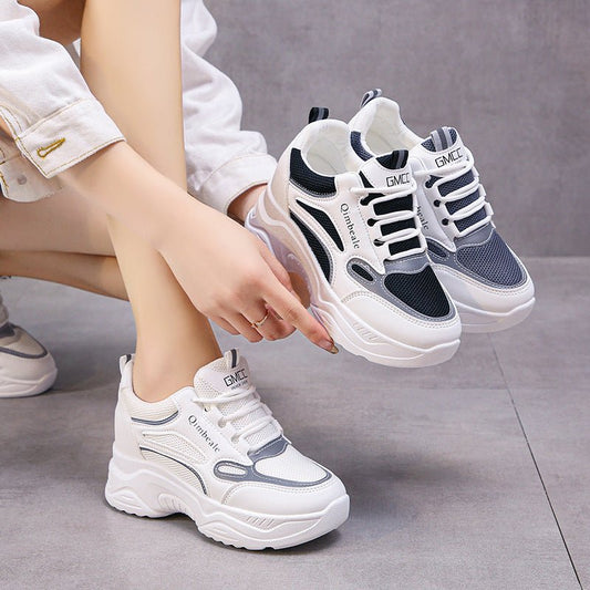 Height Increasing Insole Dad Shoes Mesh Casual Sneakers Platform Running Tourism White Shoes $39.50 Dana Fashion Color: Black size: 35 Women's shoes Product information: Lining material: Mesh Color: white, black Upper height: low top Heel height: high hee