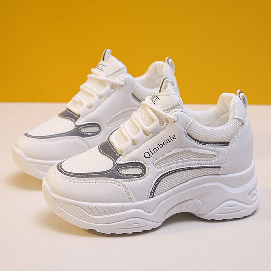 Height Increasing Insole Dad Shoes Mesh Casual Sneakers Platform Running Tourism White Shoes $39.50 Dana Fashion Color: Black size: 35 Women's shoes Product information: Lining material: Mesh Color: white, black Upper height: low top Heel height: high hee