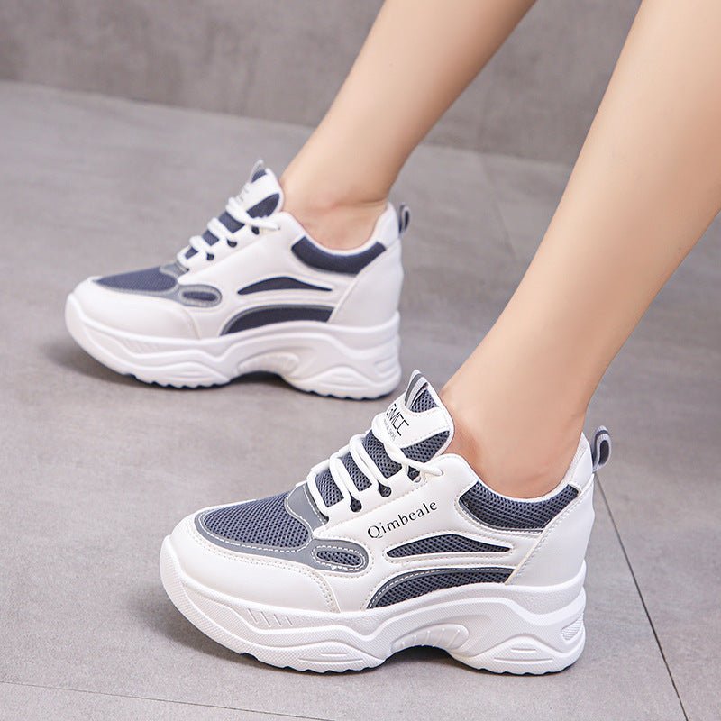 Height Increasing Insole Dad Shoes Mesh Casual Sneakers Platform Running Tourism White Shoes $39.50 Dana Fashion Color: Black size: 35 Women's shoes Product information: Lining material: Mesh Color: white, black Upper height: low top Heel height: high hee