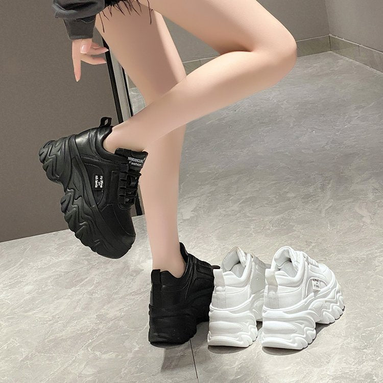 Height Increasing Insole Dad Shoes Women's Spring And Autumn $54.16 Dana Fashion Color: Black Size: 34 Women's shoes Product information: Pattern: solid color Toe holder shape: round head Color: white, black Upper height: low top Shoe Upper material: Mesh