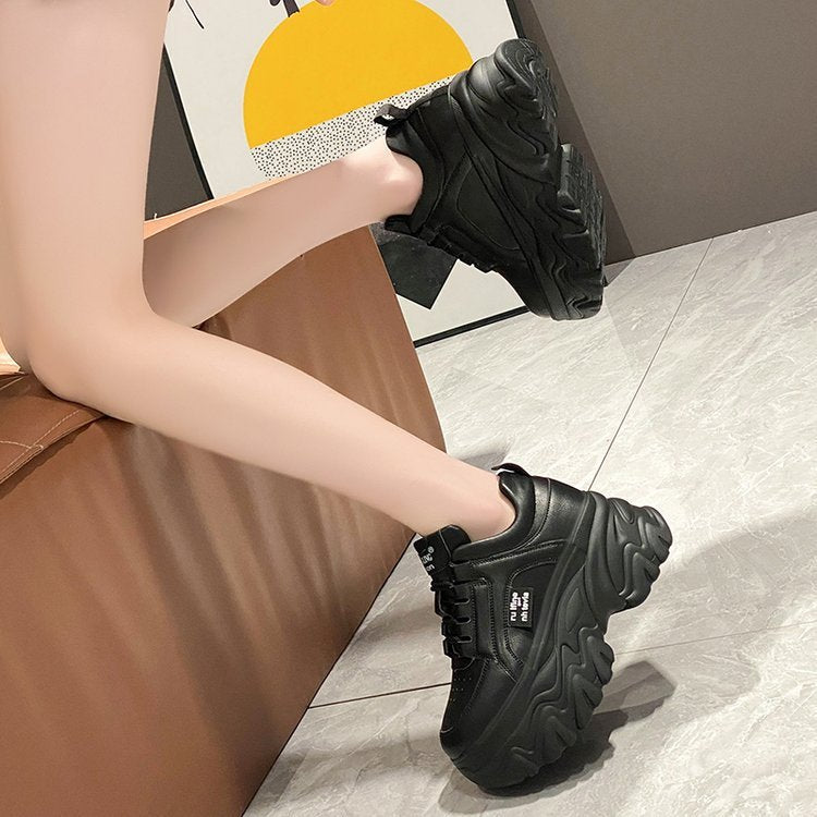 Height Increasing Insole Dad Shoes Women's Spring And Autumn $54.16 Dana Fashion Color: Black Size: 34 Women's shoes Product information: Pattern: solid color Toe holder shape: round head Color: white, black Upper height: low top Shoe Upper material: Mesh
