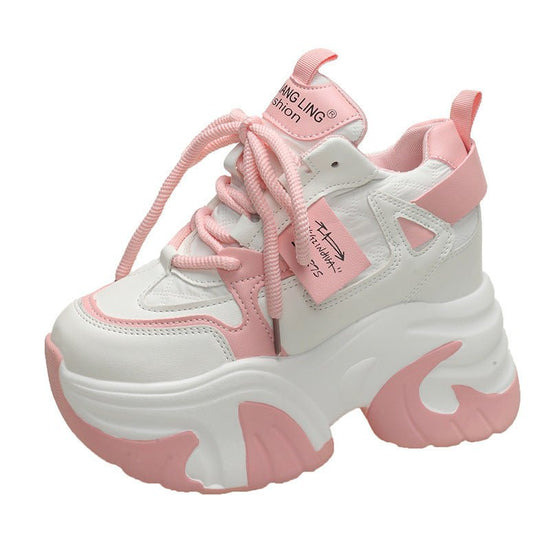 Height Increasing Insole Fashion Dad New Cross Strap All-matching $82.25 Dana Fashion Color: Pink Size: 34 Women's shoes Product information: Lining material: imitation leather Applicable sports: Universal Color: pink, Rose Red, Black Upper height: low to