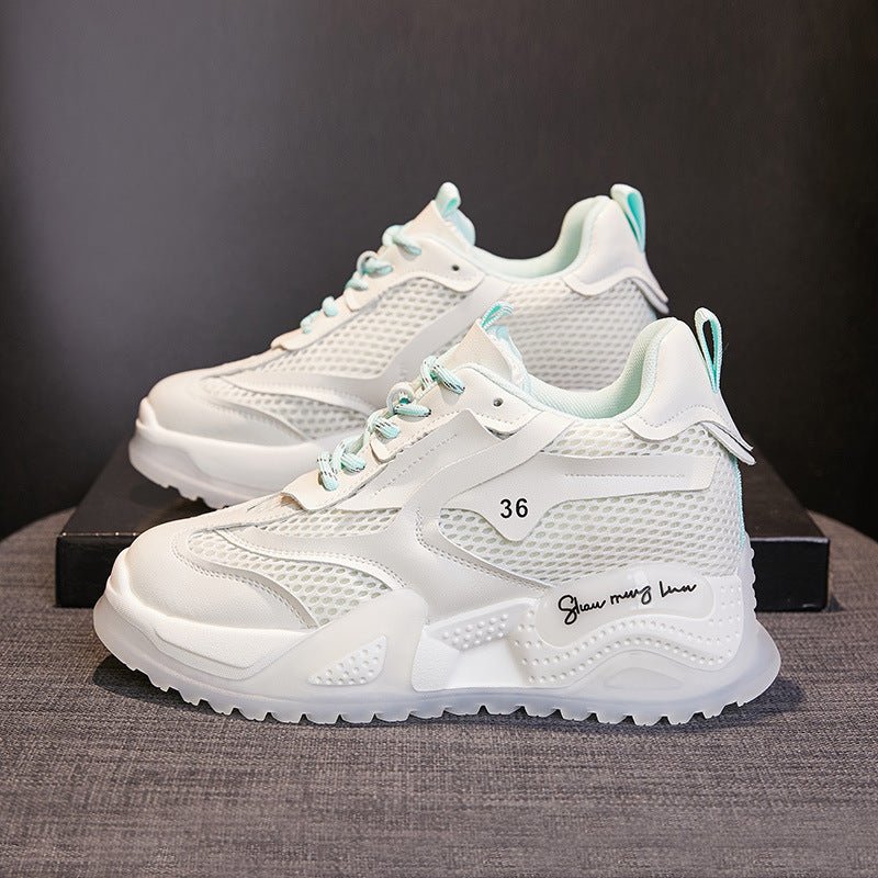 Height Increasing Insole Suction Film Bottom Dad Shoes Women $89.50 Dana Fashion Color: Green Height Increasing Insole size: 32 Women's shoes Product information: Pattern: Solid color Applicable sports: Universal Lining material: Mesh Color: White height