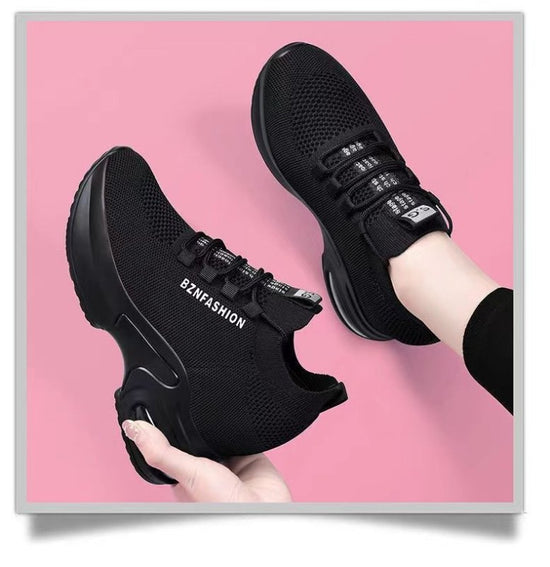 Height Increasing Insole Women's Fly Woven Mesh Sports Leisure Air Cushion Dad Shoes $29.50 Dana Fashion Color: Black And Red size: 35 Women's shoes Product information: Pattern: Letters Applicable sports: Universal Color: Black and red, black and white U