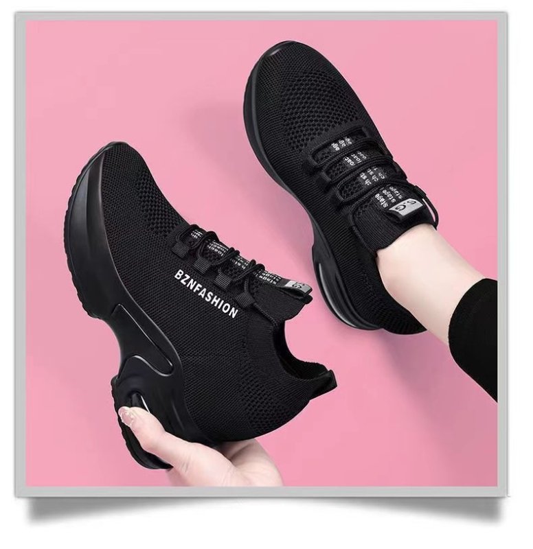 Height Increasing Insole Women's Fly Woven Mesh Sports Leisure Air Cushion Dad Shoes $29.50 Dana Fashion Color: Black And Red size: 35 Women's shoes Product information: Pattern: Letters Applicable sports: Universal Color: Black and red, black and white U