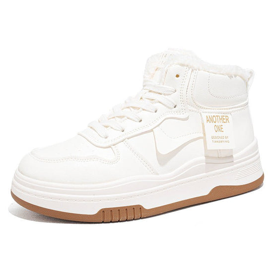 High Cotton-padded Shoes Fleece-lined Winter Women $42.15 Dana Fashion Color: Beige Size: 35 Women's shoes Product information: Color: beige, black Upper height: tall crown Heel height: flat heel Size: 35, 36, 37, 38, 39, 40 Sole material: rubber Shoe Upp