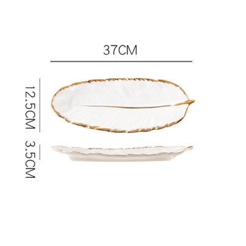 High-end Ideas For Household Ceramics, Dishes And Plates For Steaming Fish $42.71 Dana Fashion Color: Gold painted matte white Size: large Dana's Kitchen Product information: Material: Porcelain Surface technology: electroplating Ceramics: Porcelain patte
