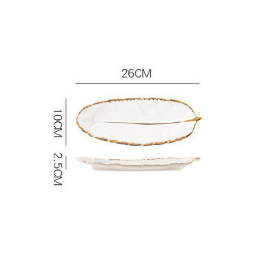 High-end Ideas For Household Ceramics, Dishes And Plates For Steaming Fish $38.69 Dana Fashion Color: Gold painted matte white Size: Small Dana's Kitchen Product information: Material: Porcelain Surface technology: electroplating Ceramics: Porcelain patte