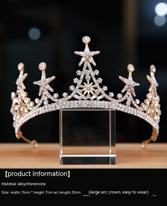 High-grade Alloy Luxury Atmosphere Bridal Crown Headdress $25.00 Dana Fashion Color: Gold Women's Accessories Product information: Treatment Process: Electroplating Color: silver, gold Applicable occasions for gifts: Birthday, travel commemoration, festiv