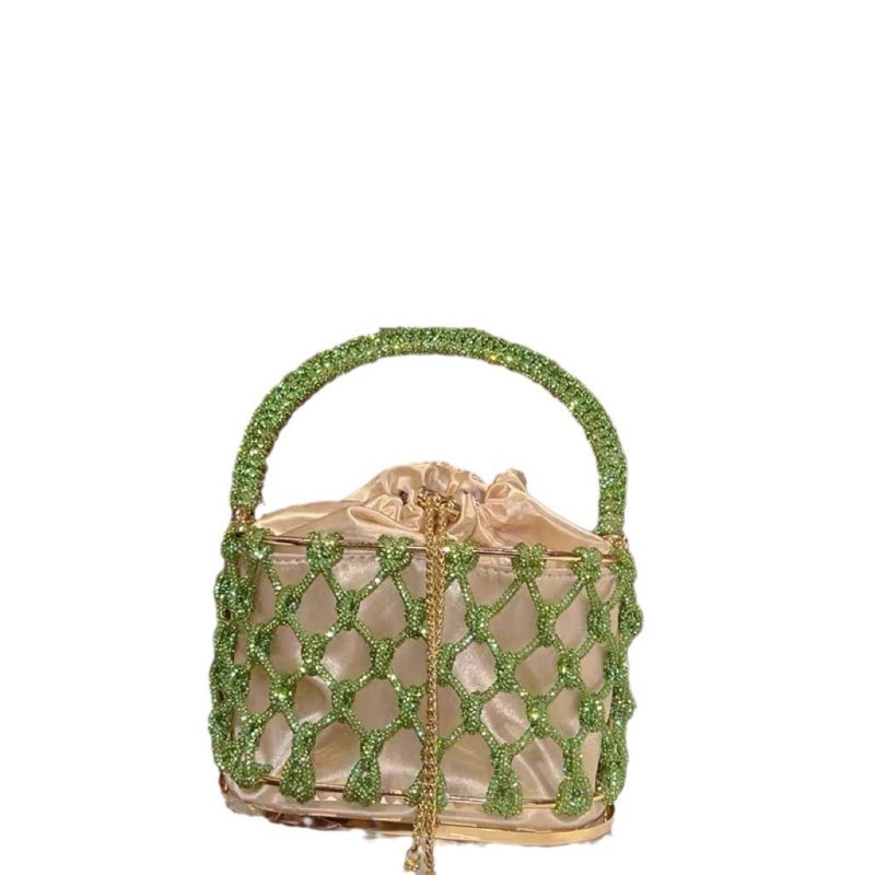 High-grade Heavy Hand-woven Shiny Rhinestone Strip Metal Birdcage Portable Basket $89.50 Dana Fashion Color: Green Women's Bags Product information: Lining texture: Nylon Color: silver, gold, black, green, colorful, light blue Material: Rhinestone Popular