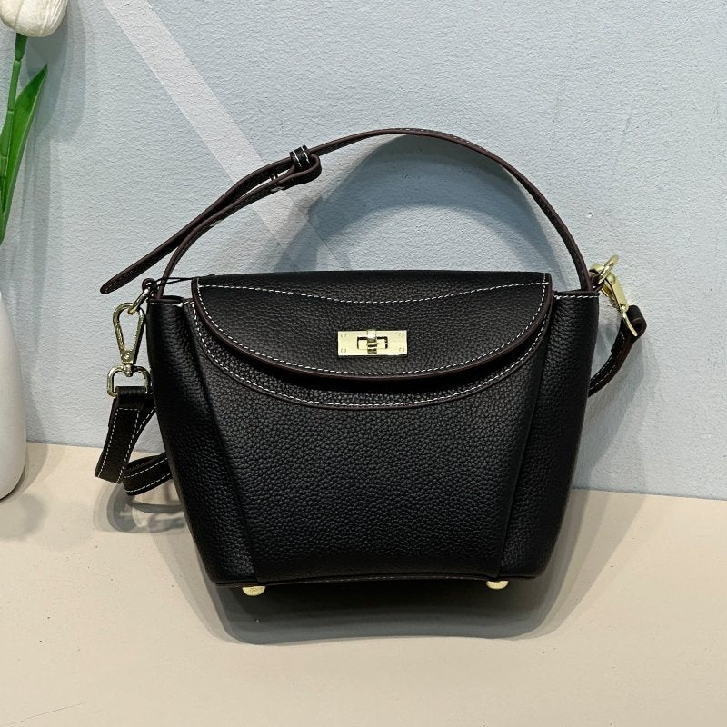 High-grade Light Luxury Macaron Color Shoulder Bag $129.50 Dana Fashion Color: Black Women's Bags Product information: Color: biscuit color, elephant gray, pink purple, black, khaki, milkshake White, fragrant Glen Leather features: first layer cowhide Mat