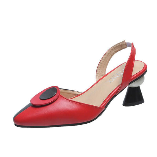 High Heel Women's Color Matching Fashion Sandals $35.90 Dana Fashion Color: Red Slippers Size: 35 Women's shoes Product information: Lining material: PU Scaffolding shape: Pointed Color: white slippers, red slippers, white slippers, red slippers Upper mat