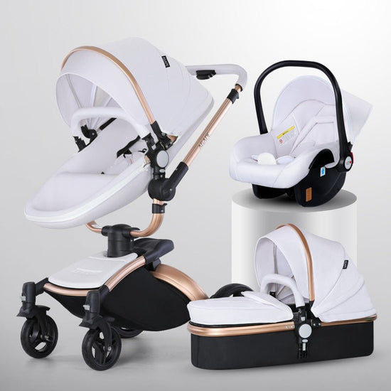 High Landscape Baby Stroller 360-degree Rotation 3-in-1 Basket Foldable $1427.10 Dana Fashion Color: Gold Pole White 3in1 Baby & Mother Product information: Product Category: High View Luxury Baby Cart Function: 360° rotation Material: Aluminum alloy Weig