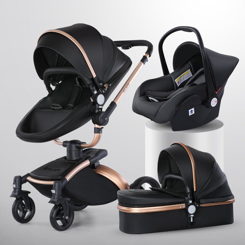 High Landscape Baby Stroller 360-degree Rotation 3-in-1 Basket Foldable $1427.10 Dana Fashion Color: Gold pole Black 3in1 Baby & Mother Product information: Product Category: High View Luxury Baby Cart Function: 360° rotation Material: Aluminum alloy Weig