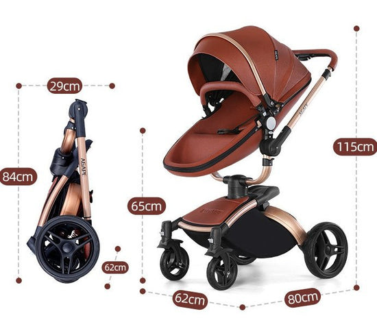 High Landscape Baby Stroller 360-degree Rotation 3-in-1 Basket Foldable $1427.10 Dana Fashion Color: Gold Pole Brown 3in1 Baby & Mother Product information: Product Category: High View Luxury Baby Cart Function: 360° rotation Material: Aluminum alloy Weig