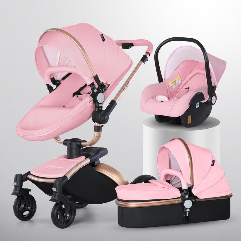 High Landscape Baby Stroller 360-degree Rotation 3-in-1 Basket Foldable $1427.10 Dana Fashion Color: Gold Pole Pink 3in1 Baby & Mother Product information: Product Category: High View Luxury Baby Cart Function: 360° rotation Material: Aluminum alloy Weigh