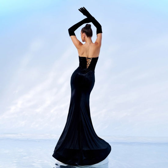 High quality long dress for evenings and special occasions to show off your beauty $101.28 Dana Fashion Color: Black Without Gloves Size: L Women's clothing معلومات المنتج: النمط: لون موحد نوع التنورة: تنورة هبي اللون: أسود (بدون قفازات) Waist type: high