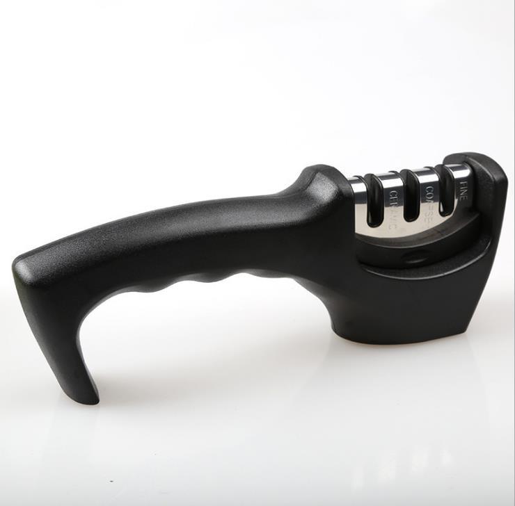 High Quality Professional Knife Sharpener $29.50 Dana Fashion Color: Black Dana's Kitchen Overview: 1. Stylish and safe design, easy to clean and store. 2. Anti-slip rubber feet to ensure stability when sharpening the knife 3. Three-level sharpening (fine