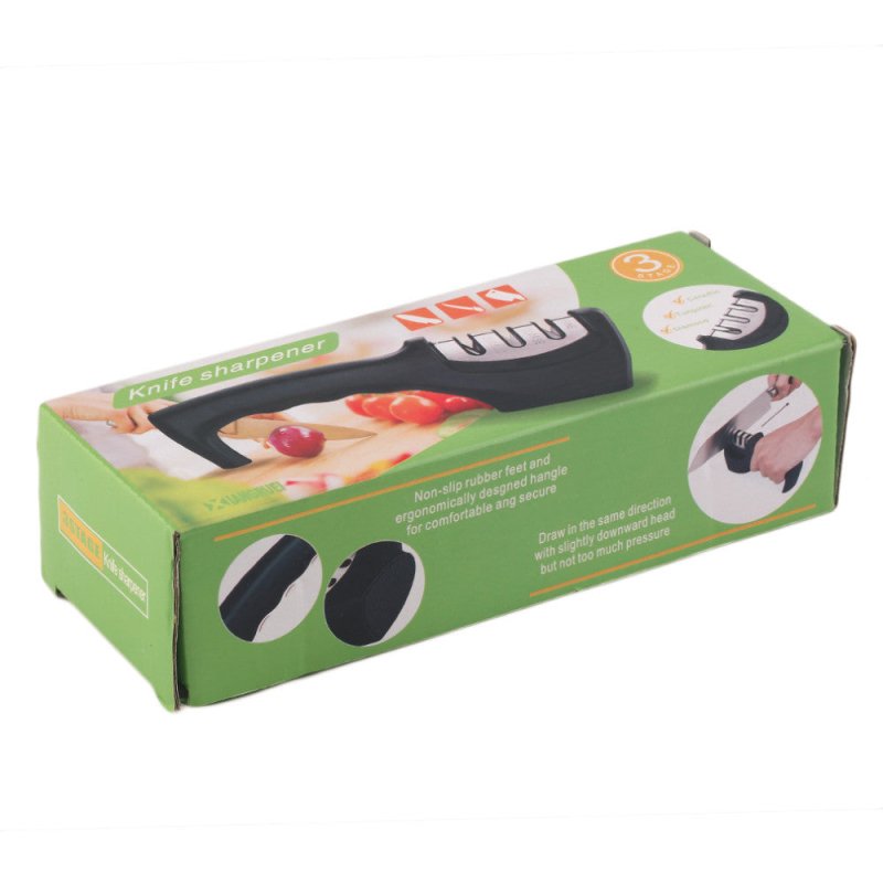High Quality Professional Knife Sharpener $29.50 Dana Fashion Color: Black Dana's Kitchen Overview: 1. Stylish and safe design, easy to clean and store. 2. Anti-slip rubber feet to ensure stability when sharpening the knife 3. Three-level sharpening (fine