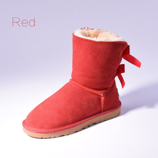 High Quality SALE Women Australia Snow Boots Warm Fur Baileys Bow Boots Women Winter Boots Snow Boots Big Size $65.00 Dana Fashion Color: Red Size: 34 Women's shoes commodity information Upper Material: Cow Suede Boot Height: Mid-Calf Closure Type: Slip-O