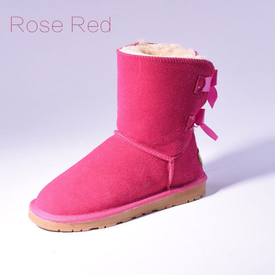 High Quality SALE Women Australia Snow Boots Warm Fur Baileys Bow Boots Women Winter Boots Snow Boots Big Size $65.00 Dana Fashion Color: Rose Red Size: 34 Women's shoes commodity information Upper Material: Cow Suede Boot Height: Mid-Calf Closure Type: S