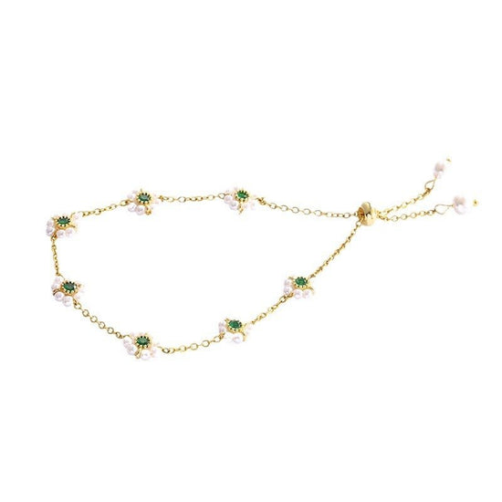 High Sense Non-mainstream Style Pearl Bracelet All-match Fashion Emerald $12.72 Dana Fashion Color: White Purity: PT990 Women's Accessories Product information: Processing process: manual Color: White Applicable people: women Style: Women's Material: Imit