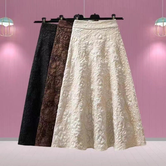 High Waist Hollow-out Floral Large Swing Umbrella Skirt $28.50 Dana Fashion Color: Apricot Size: 2XL Women's clothing Product information: Pattern: Flowers Color: Black, apricot, dark brown Main fabric composition: Polyester (polyester fiber) Size: S,M,L,